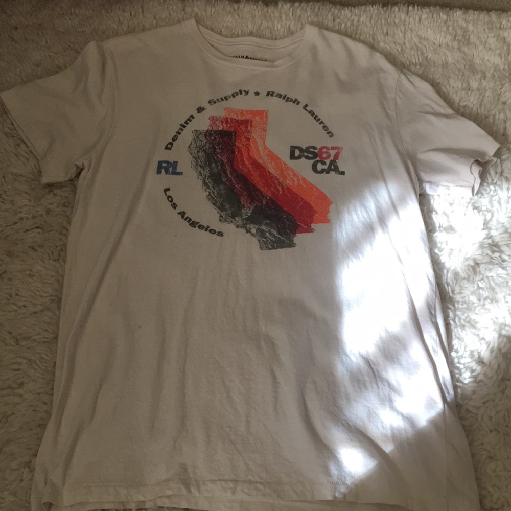 Men’s Cream denim and supply short sleeve T-shirt